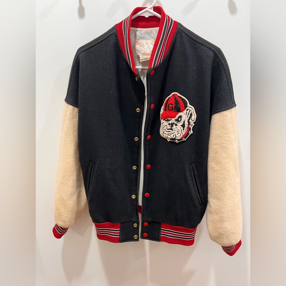 vintage uga bulldogs letterman bomber varsity jacket size M